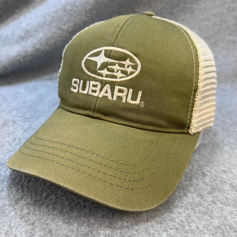 Subaru Logo Mens Green Subaru Trucker Hat Adventure Snapback OSFA